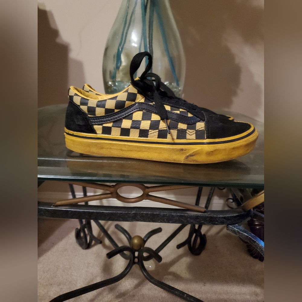 VANS Black and Yellow Checkered Sneakers
